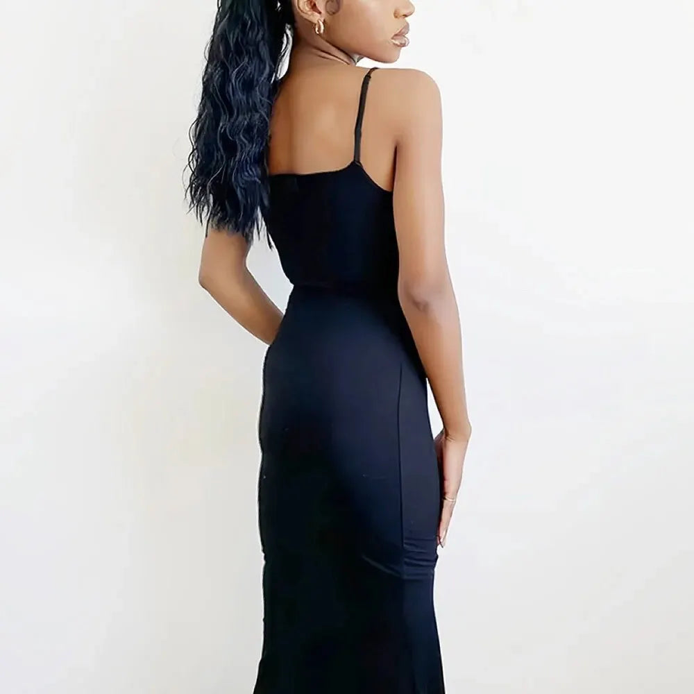 Damen Casual Lounge Slip Langes Kleid Sexy Ärmellos Rückenfrei Bodycon Maxikleider Sommer Schlank Elegant Sexy Outfits Damen Birt