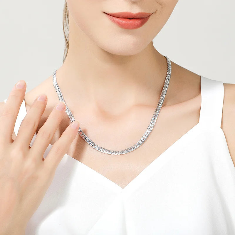 18K gold/silver 6mm necklace and bracelet 💎