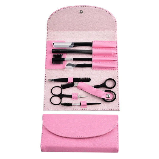 8-piece eyebrow grooming kit with eyebrow shaper, eyebrow pencil, and tweezers, perfect for your barbie look💋